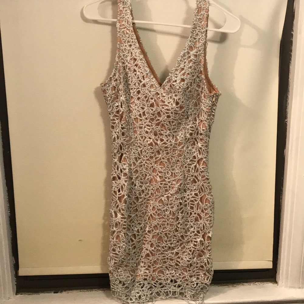 NYE Silver/Nude Dress